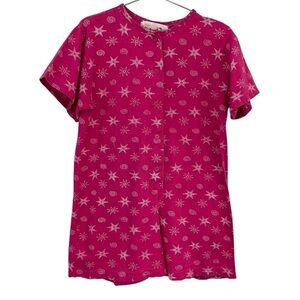 Vintage Reitmans Romper Girls Sz 7/8 Pink Star Printed Shorts Jumper Cool Summer